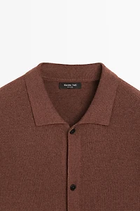Polo en maille de lin à col chemise