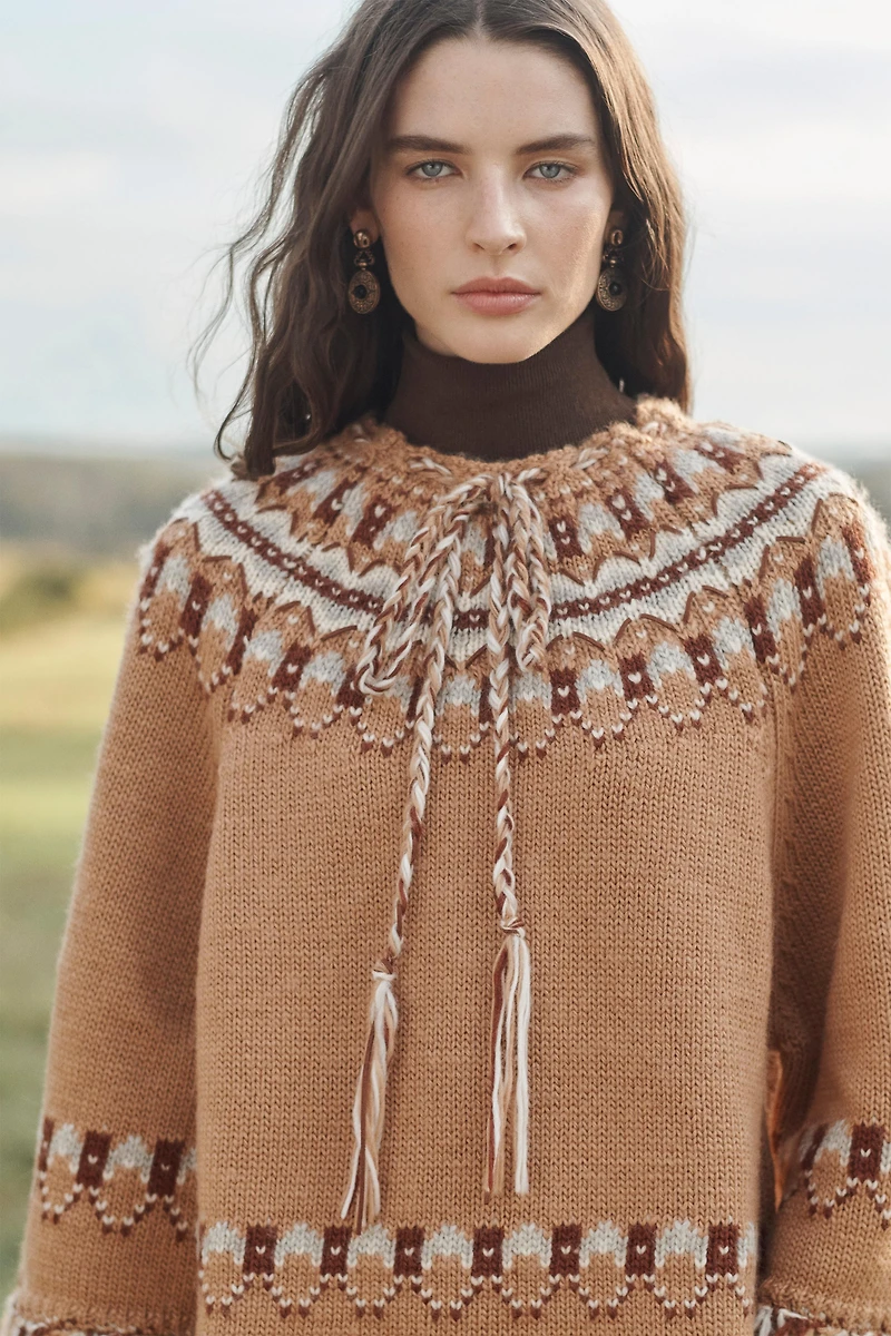 LIMITED EDITION 100% WOOL JACQUARD KNIT PONCHO