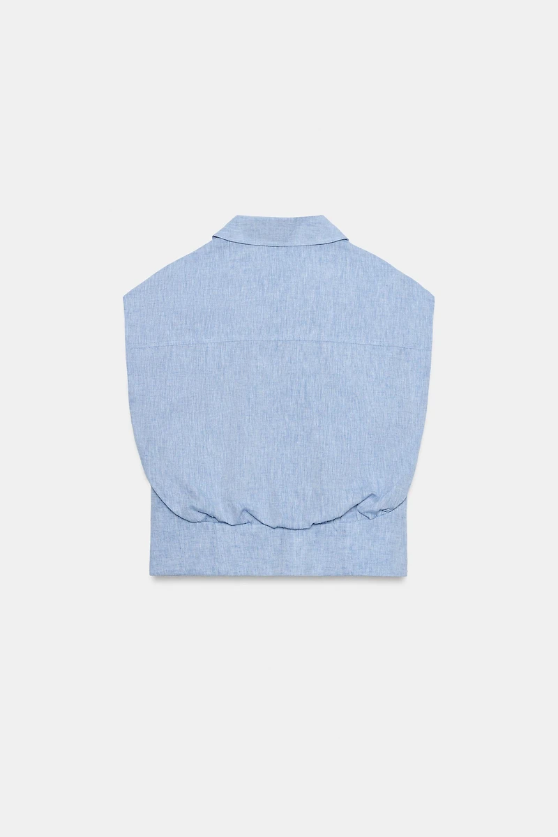 LINEN BLEND SLEEVELESS SHIRT