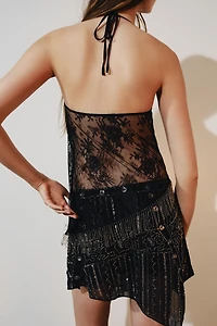 BEADED HALTER TOP