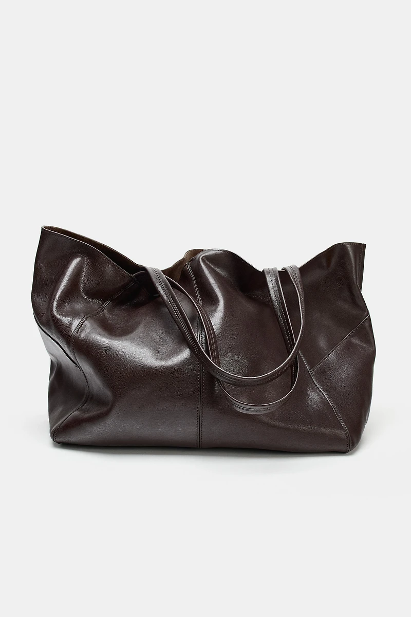 LEATHER MAXI SHOPPER BAG