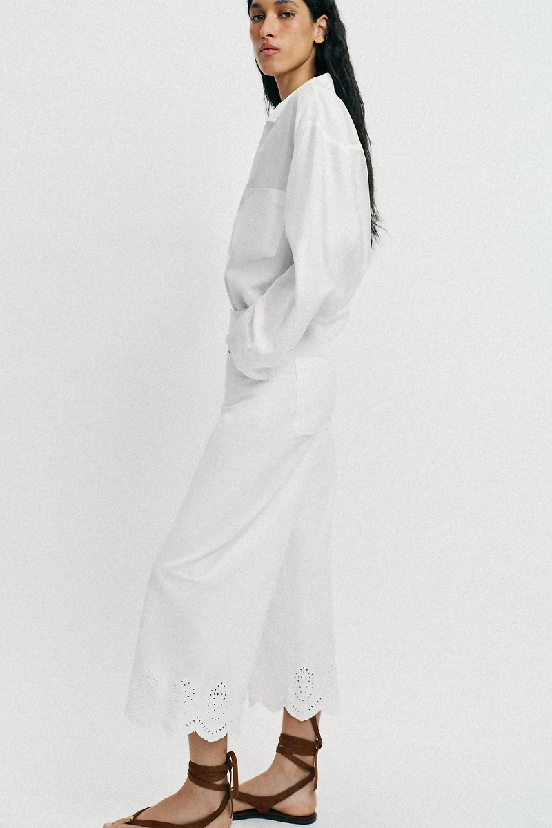 EMBROIDERED EYELET CULOTTES