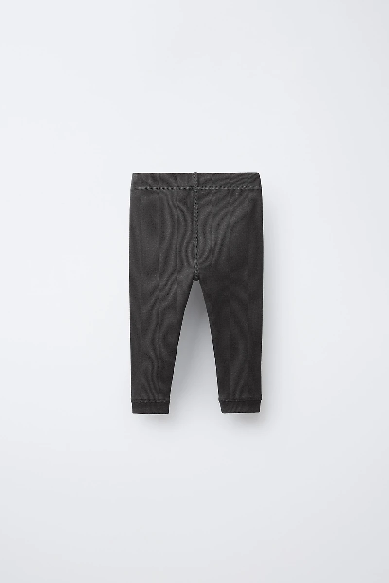 RIBBED LEGGINGS WITH LABEL