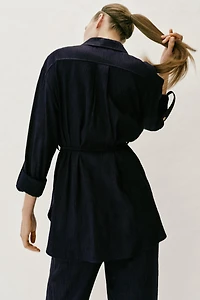 CHEMISE SAFARI EFFET FROISSÉ CEINTURE