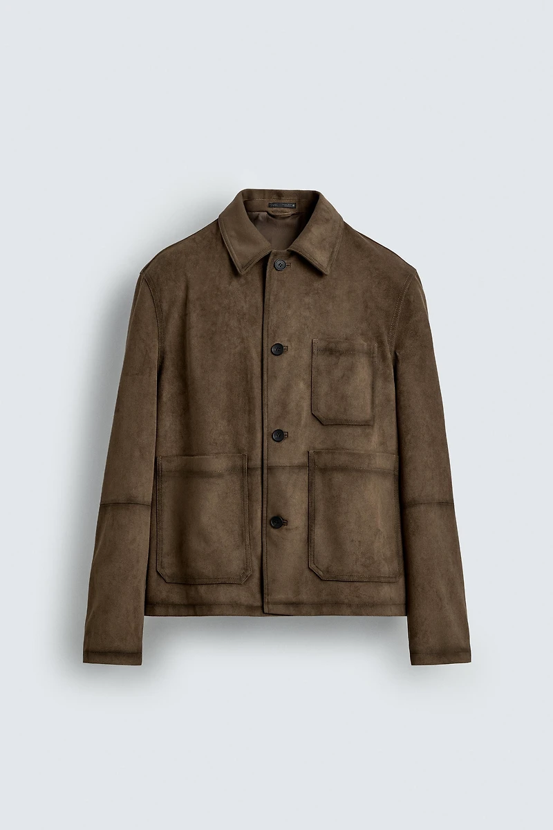 REGULAR FIT FAUX SUEDE OVERSHIRT