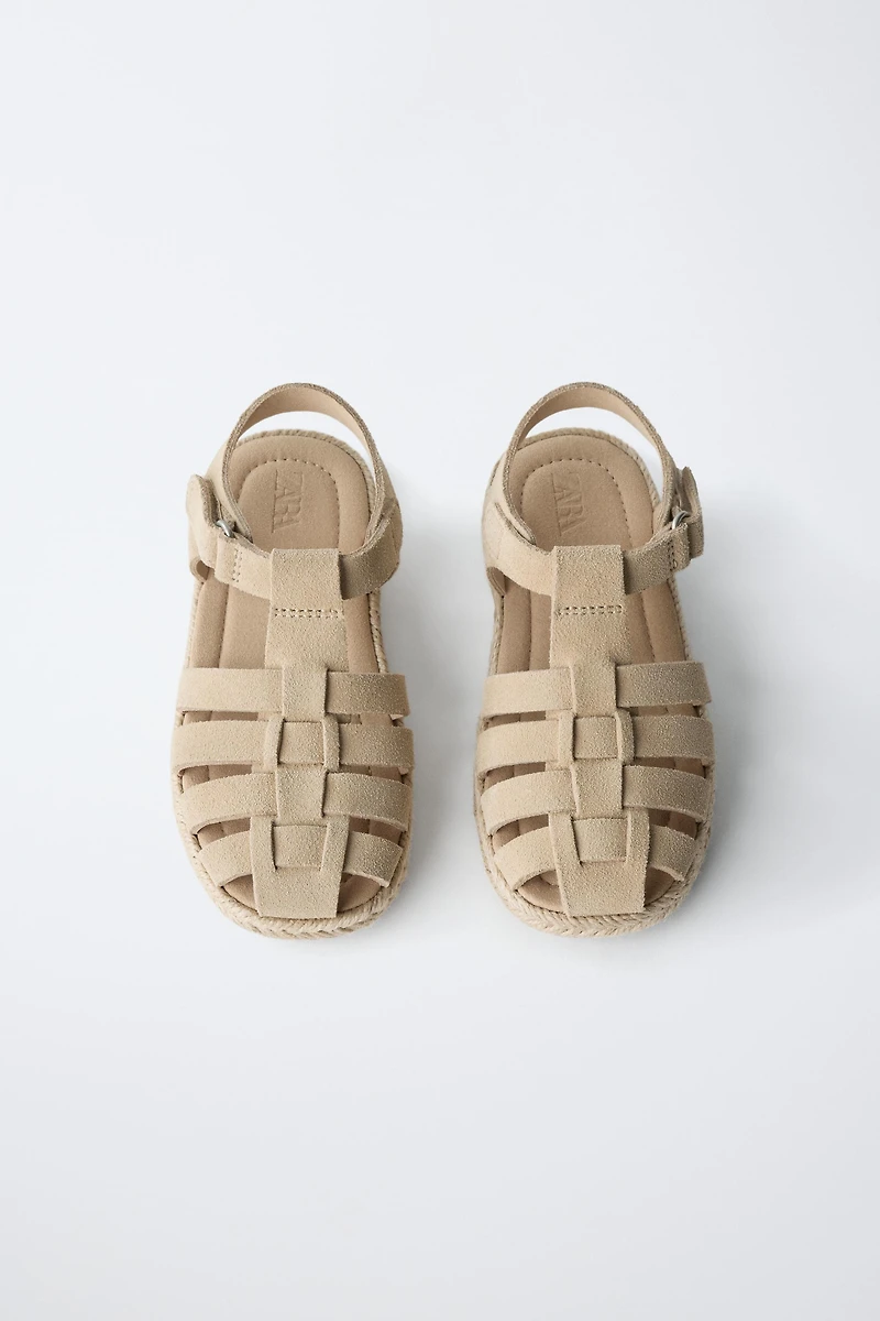 LEATHER JUTE FISHERMAN SANDALS