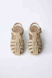 LEATHER JUTE FISHERMAN SANDALS