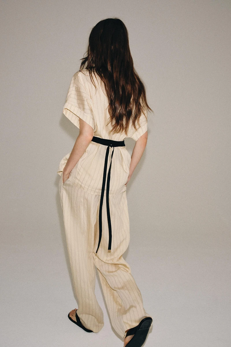 ZW COLLECTION STRIPED SASH TROUSERS