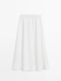 Flowing midi skirt with elastic detail