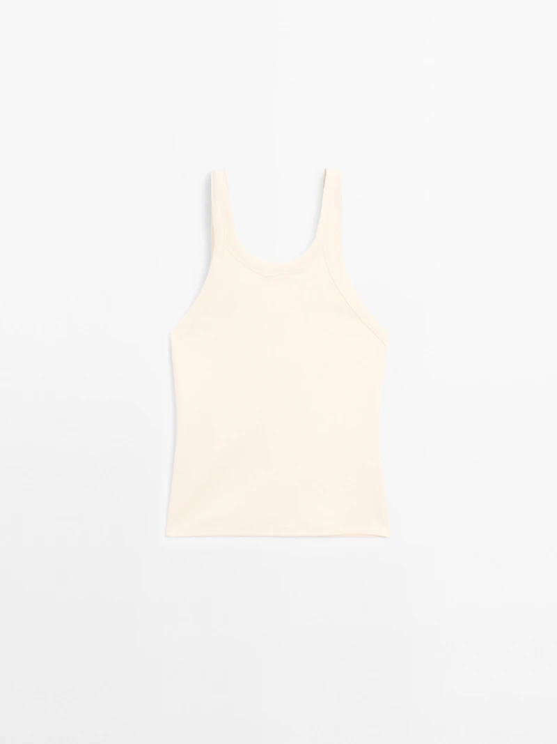 Cotton blend round neck top
