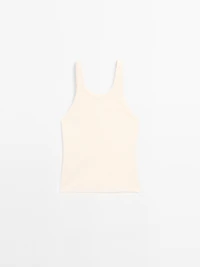 Cotton blend round neck top