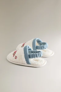 CHILDREN'S TERRYCLOTH BATHROOM RACING DOG SLIPPERS