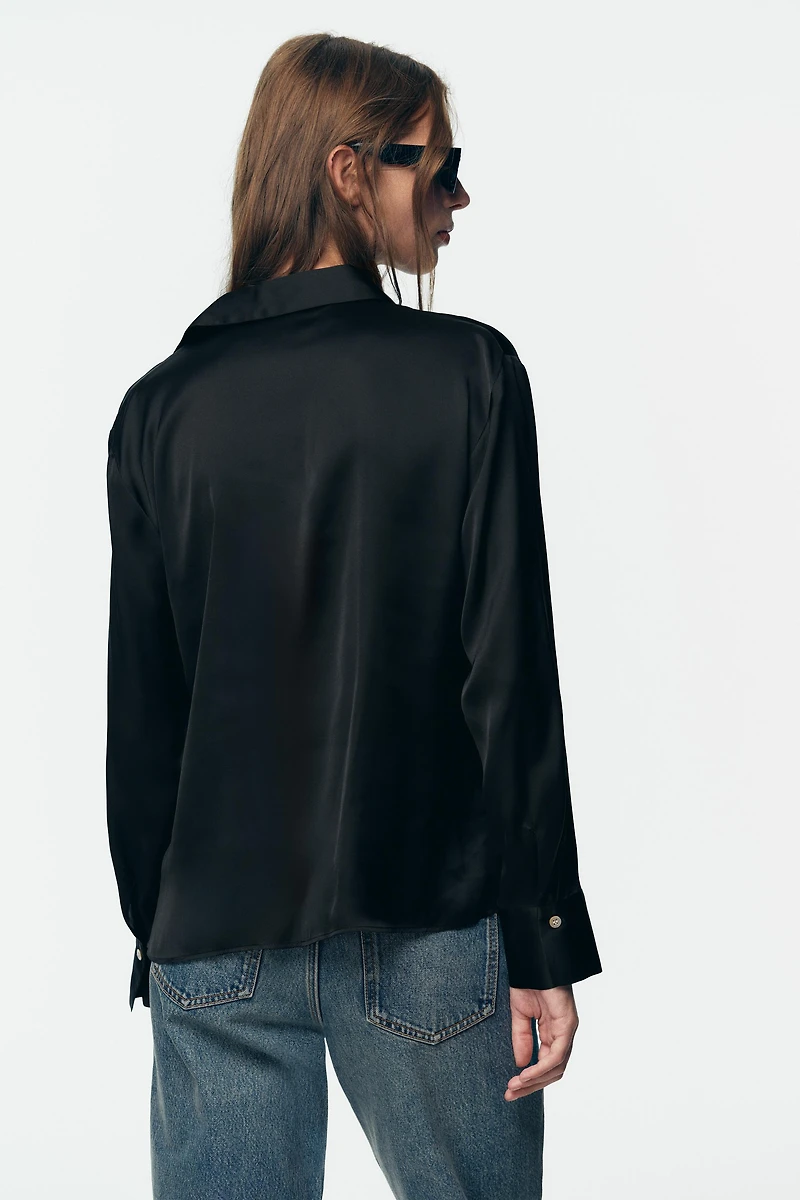 KNOTTED SATIN EFFECT SHIRT