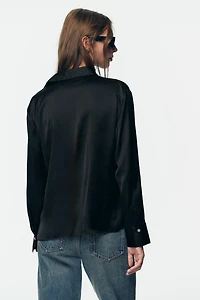 KNOTTED SATIN EFFECT SHIRT