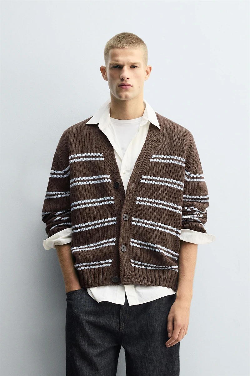 CARDIGAN JACQUARD RAYURES