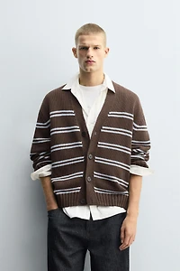 CARDIGAN JACQUARD RAYURES