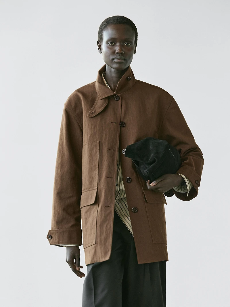 Cotton blend jacket with pockets