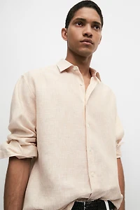 Chemise à rayures regular fit 100 % lin