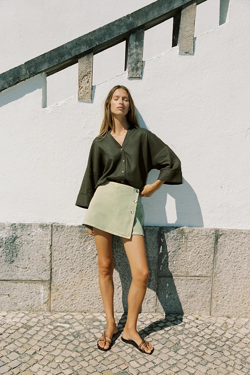 WIDE SLEEVE LINEN SHIRT