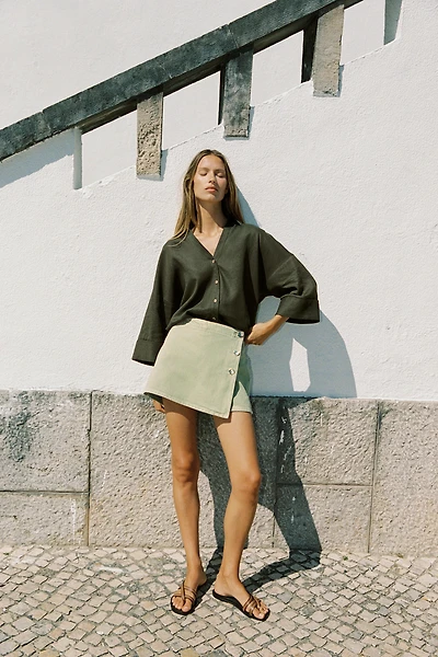 WIDE SLEEVE LINEN SHIRT