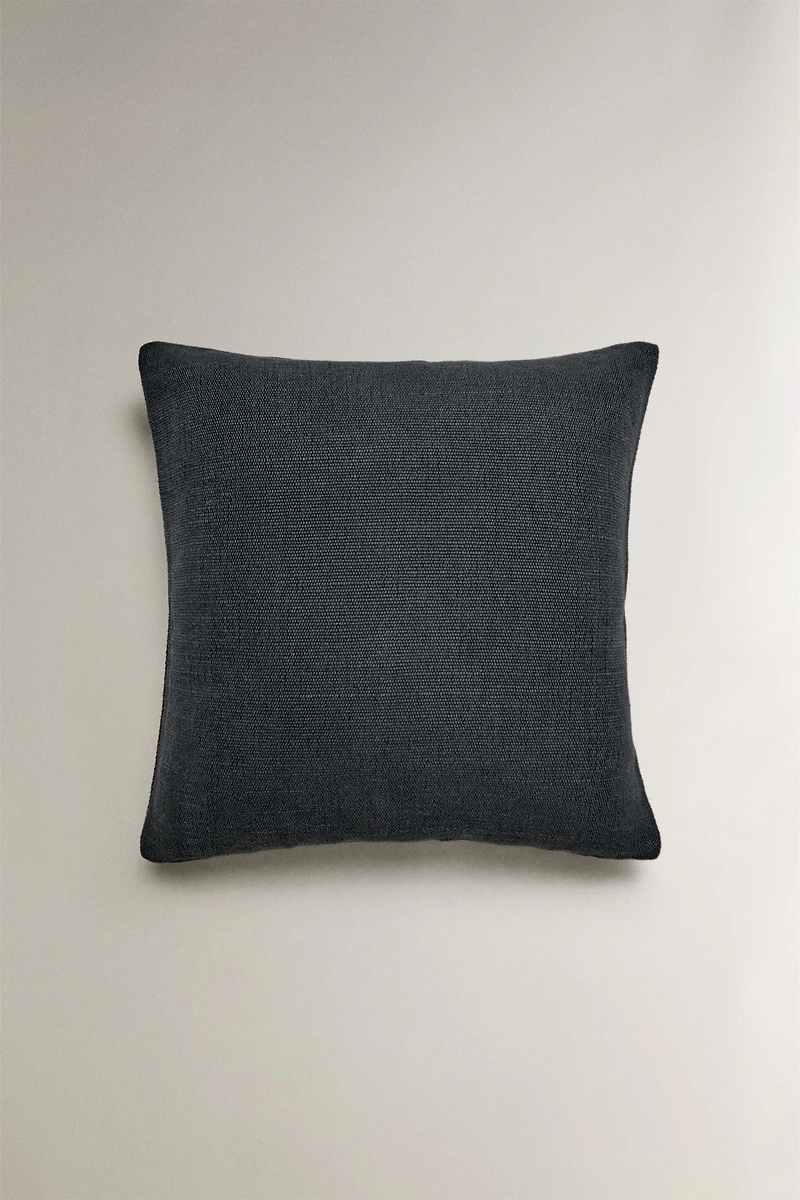 JUTE AND COTTON THROW PILLOW COVER