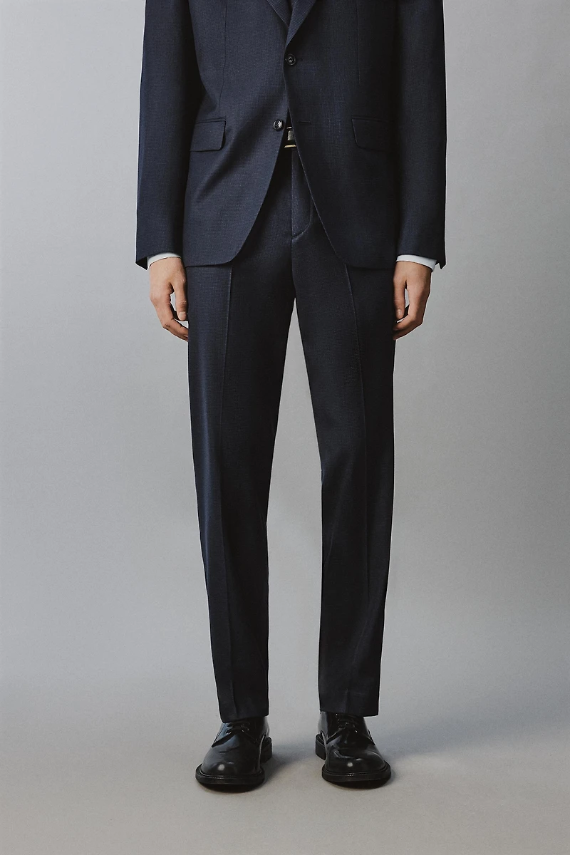 REGULAR FIT HOUNDSTOOTH SUIT PANTS
