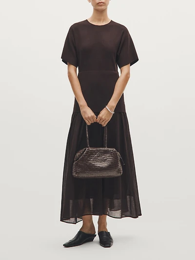 Sac satchel tressé en cuir nappa