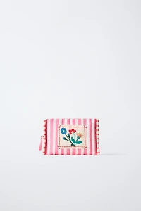 EMBROIDERED STRIPED TOILETRY BAG