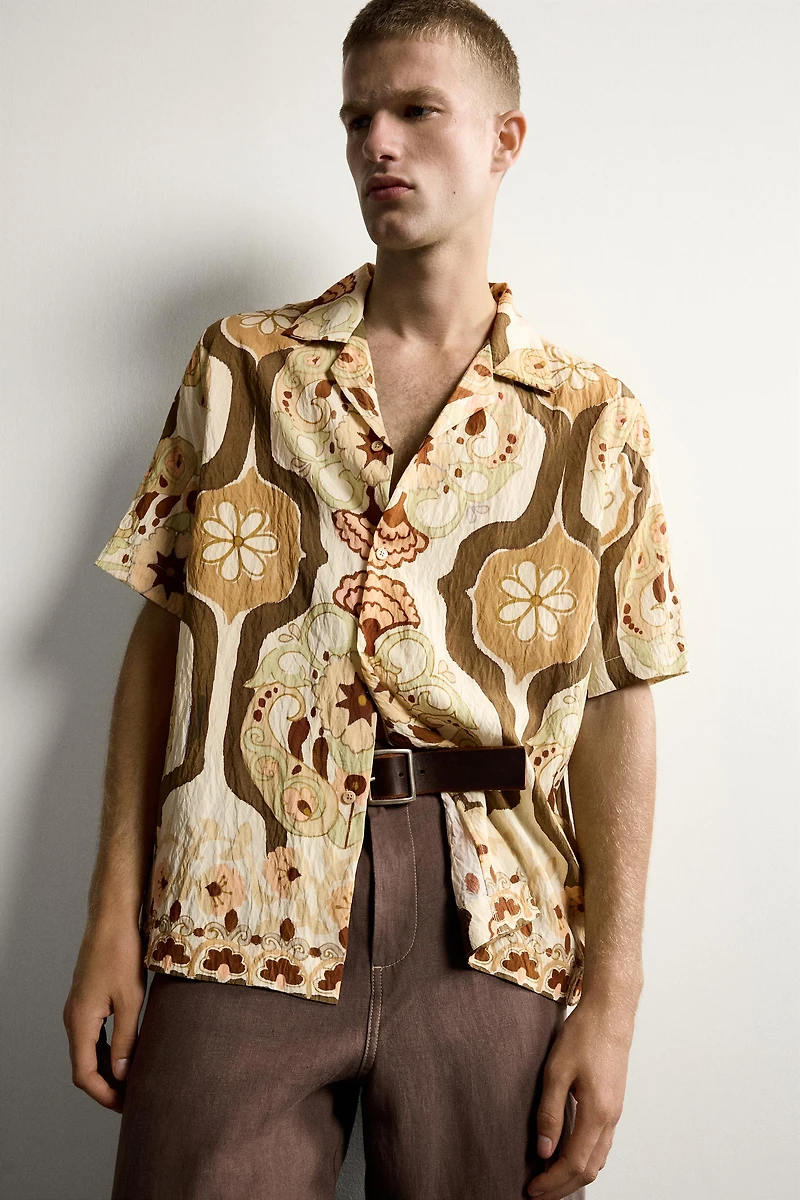 ABSTRACT PRINT FLOWY SHIRT