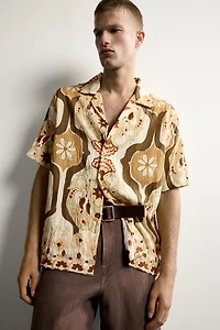 ABSTRACT PRINT FLOWY SHIRT
