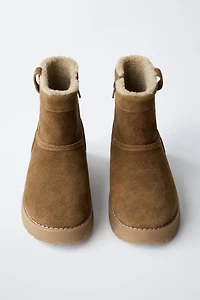 SHEARLING LEATHER ANKLE BOOTS