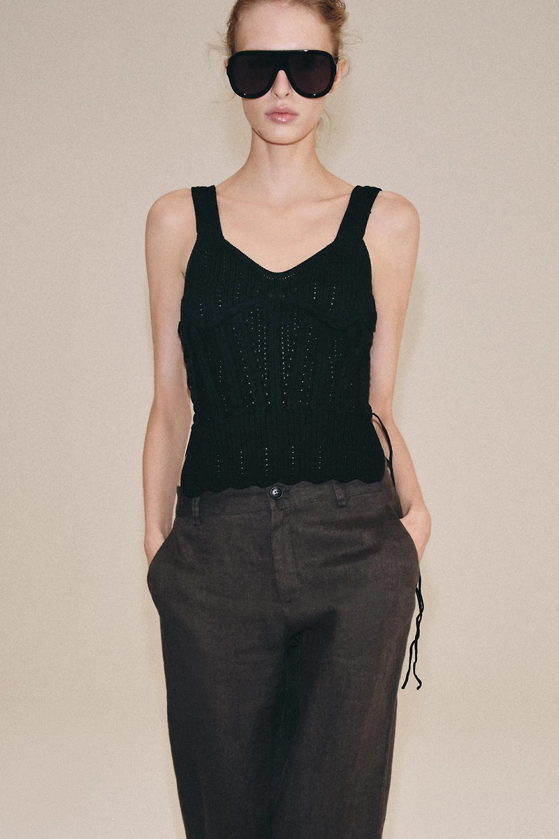 LACED KNIT CORSET TOP