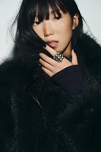 SHORT FAUX FUR TOGGLE COAT