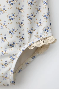 2-6 YEARS/ LACE TRIM FLORAL SWIMSUIT