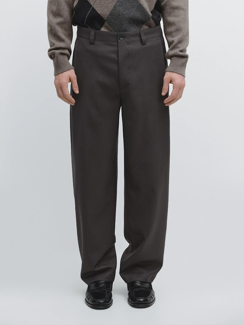 Relaxed fit wool blend trousers
