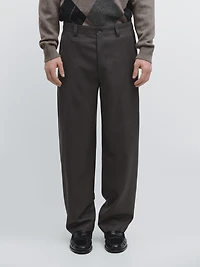Relaxed fit wool blend trousers