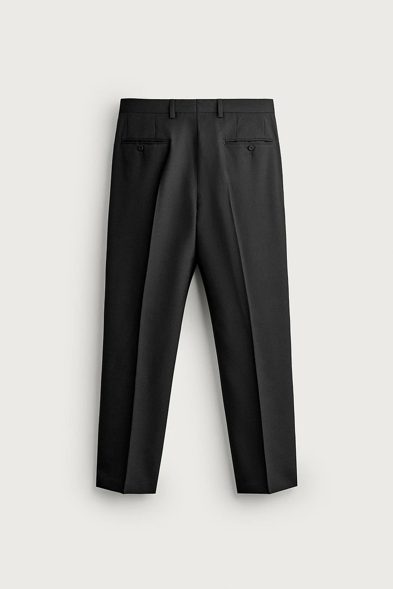 REGULAR FIT PLEATED TUXEDO PANTS