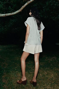 KNOTTED STRIPED LINEN SHIRT