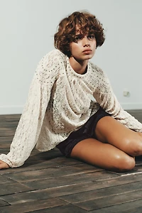 STUDDED LACE TOP