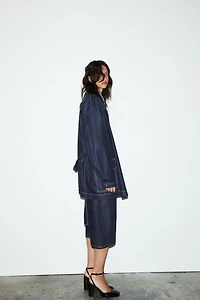 TRF DENIM SHORT TRENCH COAT