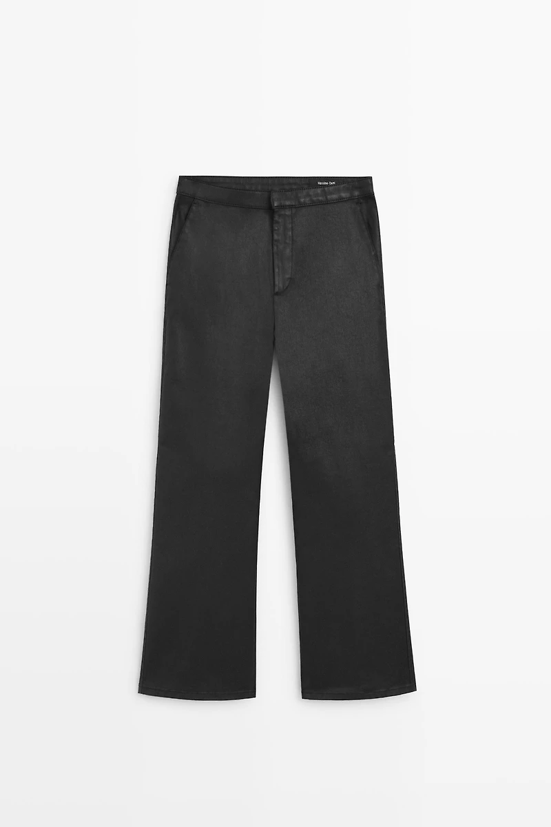 Rubberised cropped flare pants