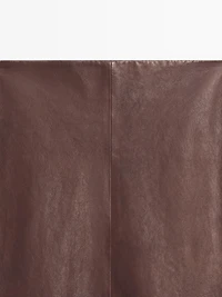 Straight nappa leather midi skirt