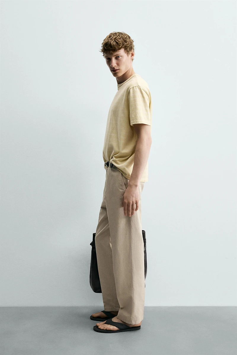 COTTON - LINEN STRAIGHT FIT CHINO PANTS
