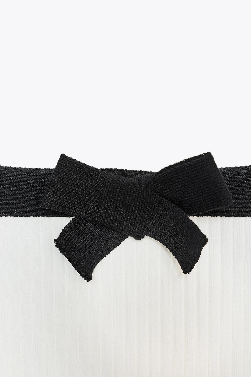RIBBED KNIT BOW TOP