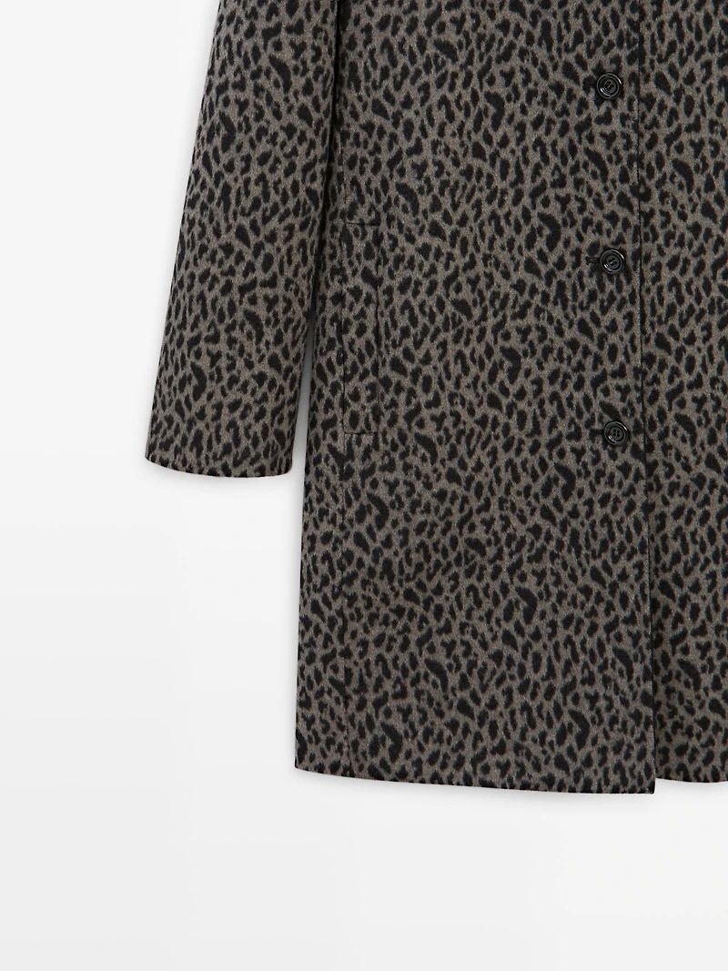 Manteau laine à imprimé animal