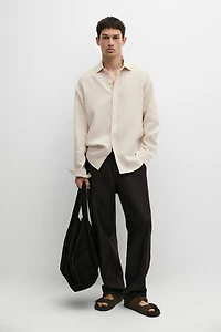 Regular fit 100% linen delavé shirt