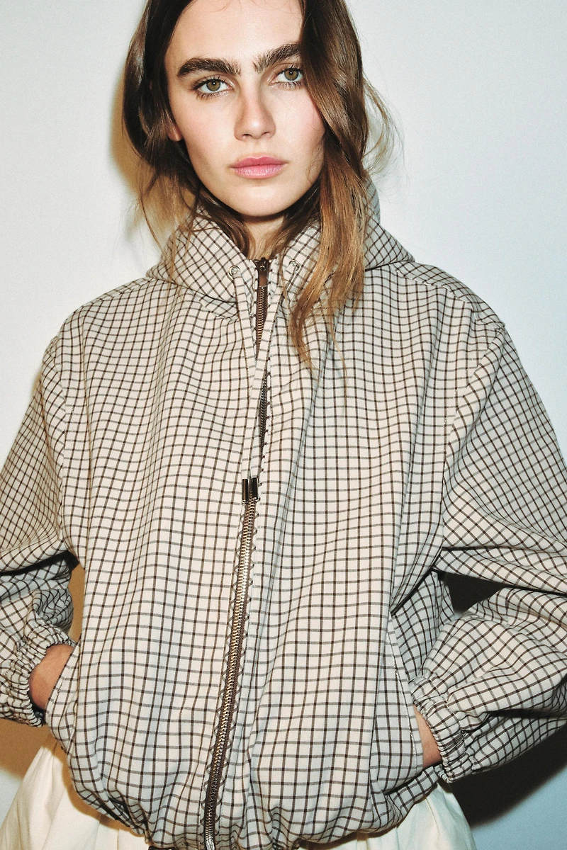 PLAID HOODED JACKET