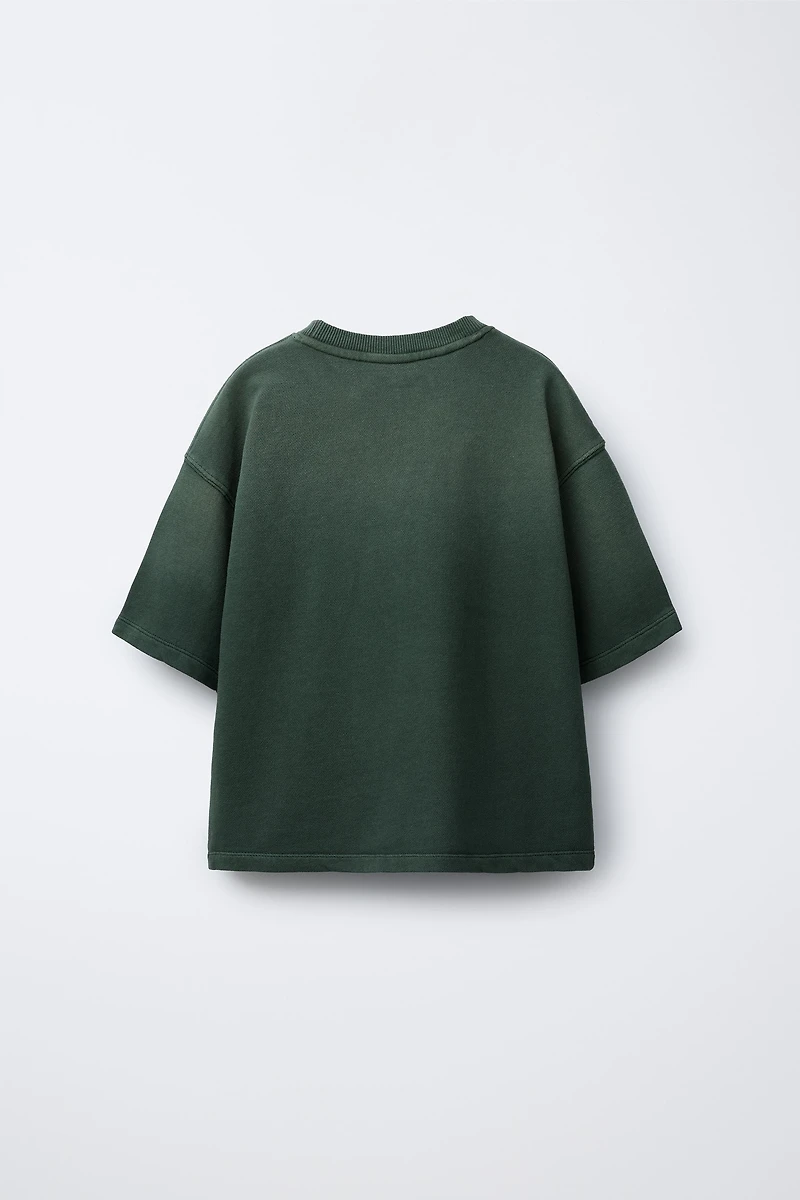 WASHED EFFECT TEXT T-SHIRT AND JOGGER PANTS SET