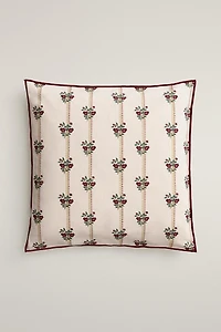 STRIPED AND FLORAL THROW PILLOW COVER