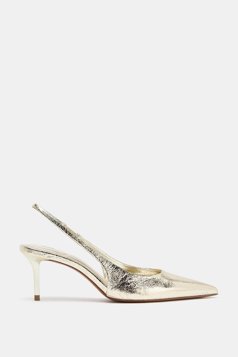 METALLIC EFFECT SLINGBACK HEELS